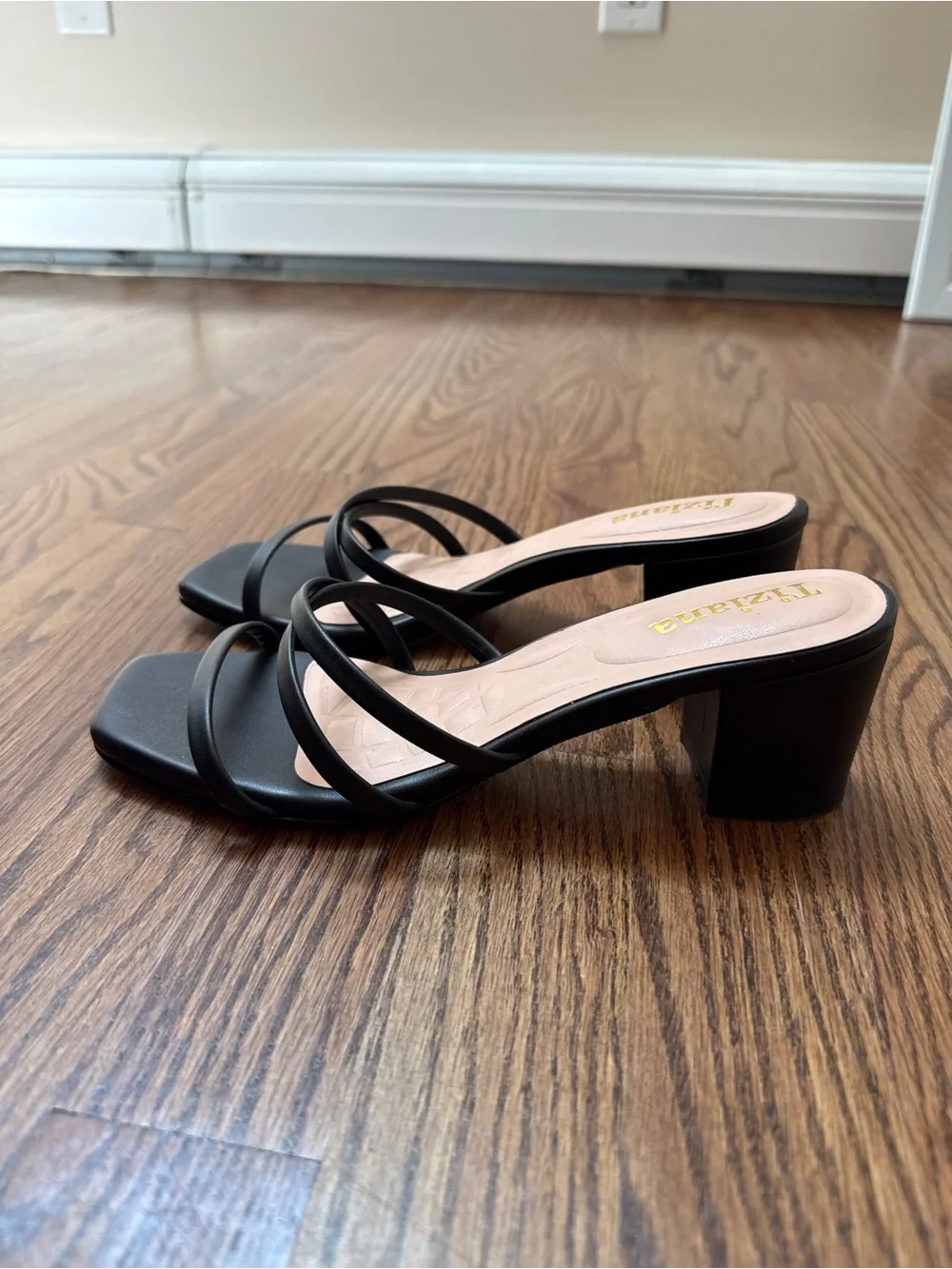 Black Strappy Slide Heels